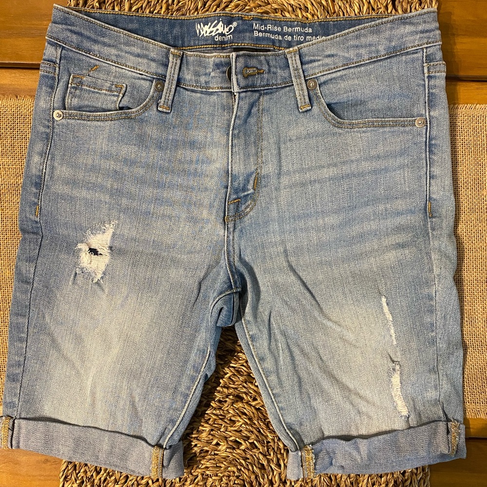 Mossimo Denim Women's Mid-Rise Bermuda Shorts Sz 6